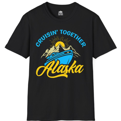 Alaska Cruise Adventure Mountains Sunrise Retro Shirt for Travelers – Black – Alaska Cruise Shirts