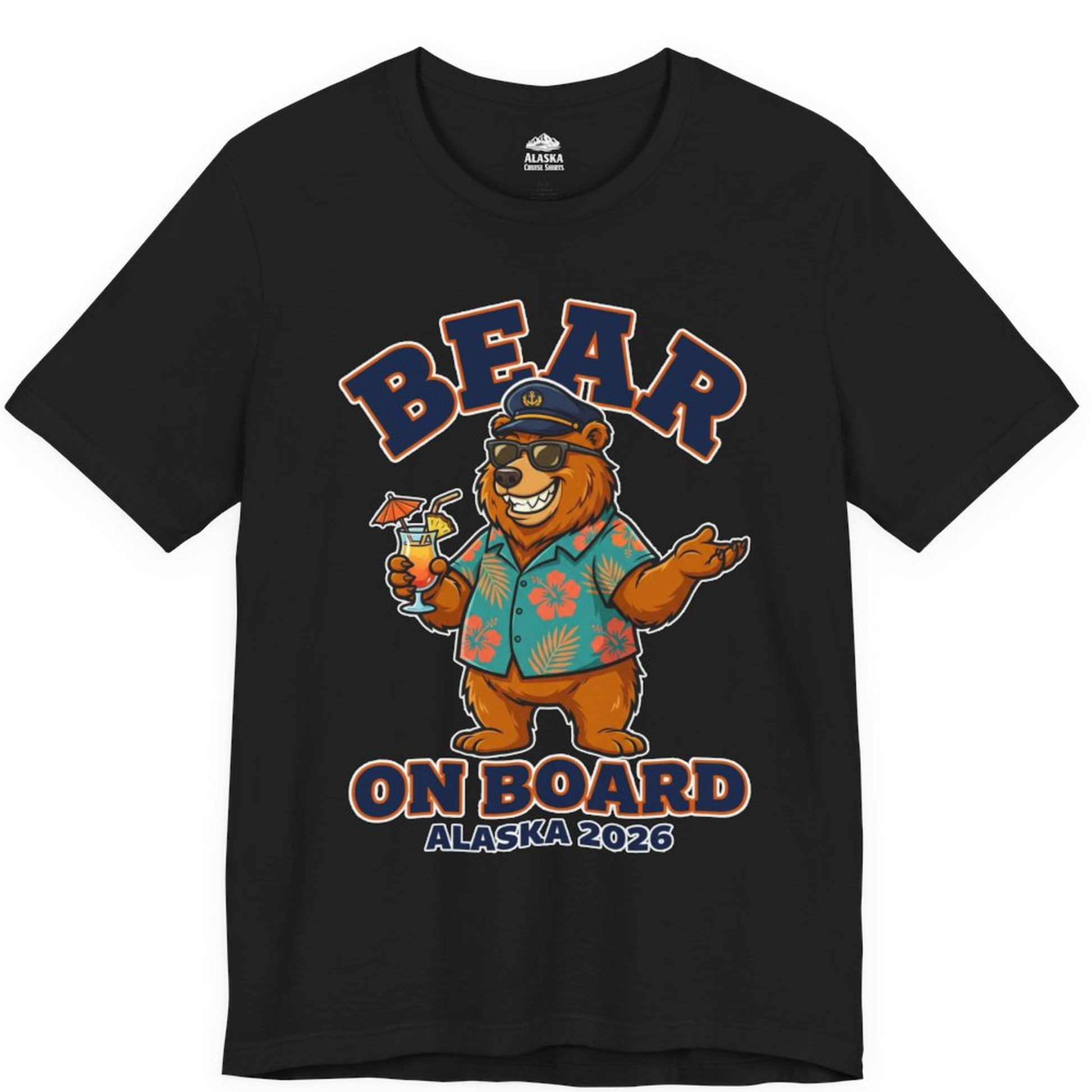 Bear On Board Alaska 2026 Funny Tropical Cruise T-Shirt – Black – Alaska Cruise Shirts
