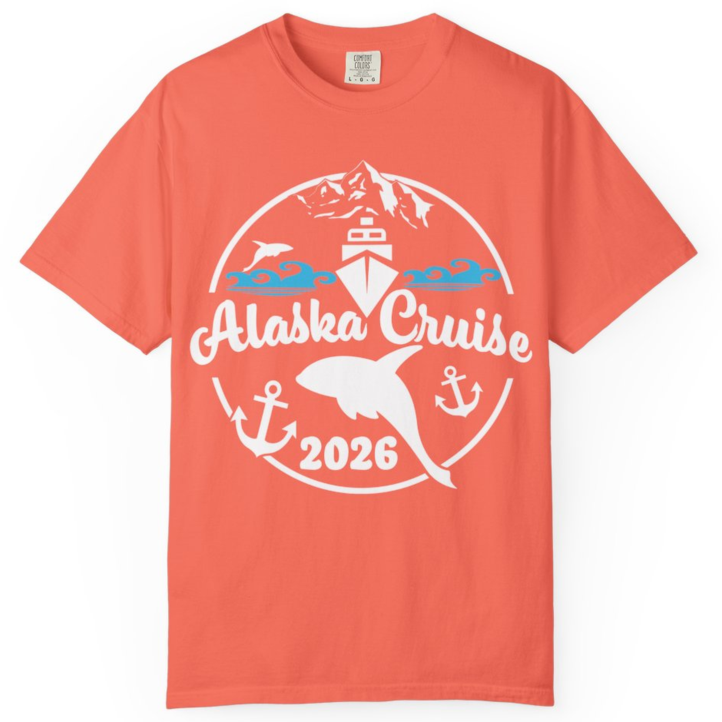 Alaska Cruise 2026 Shirt - Nautical Wildlife Adventure Graphic Tee – Bright Salmon – Alaska Cruise Shirts