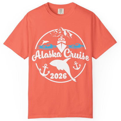 Alaska Cruise 2026 Shirt - Nautical Wildlife Adventure Graphic Tee – Bright Salmon – Alaska Cruise Shirts