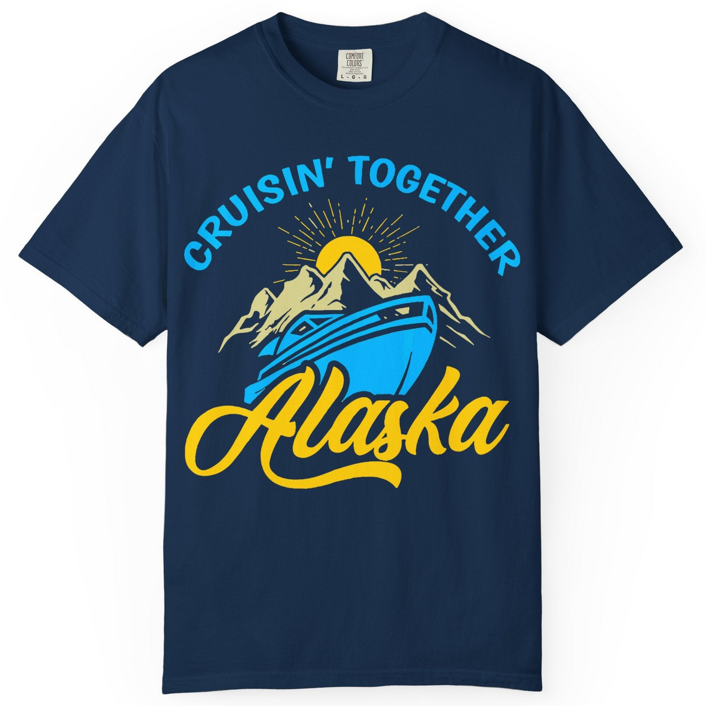 Alaska Cruise Adventure Mountains Sunrise Retro Shirt for Travelers — Comfort Comfort Colors T-Shirt – Alaska Cruise Shirts