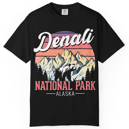 Retro Denali National Park Alaska Bear Mountains Vintage Shirt — Comfort Comfort Colors T-Shirt – Alaska Cruise Shirts