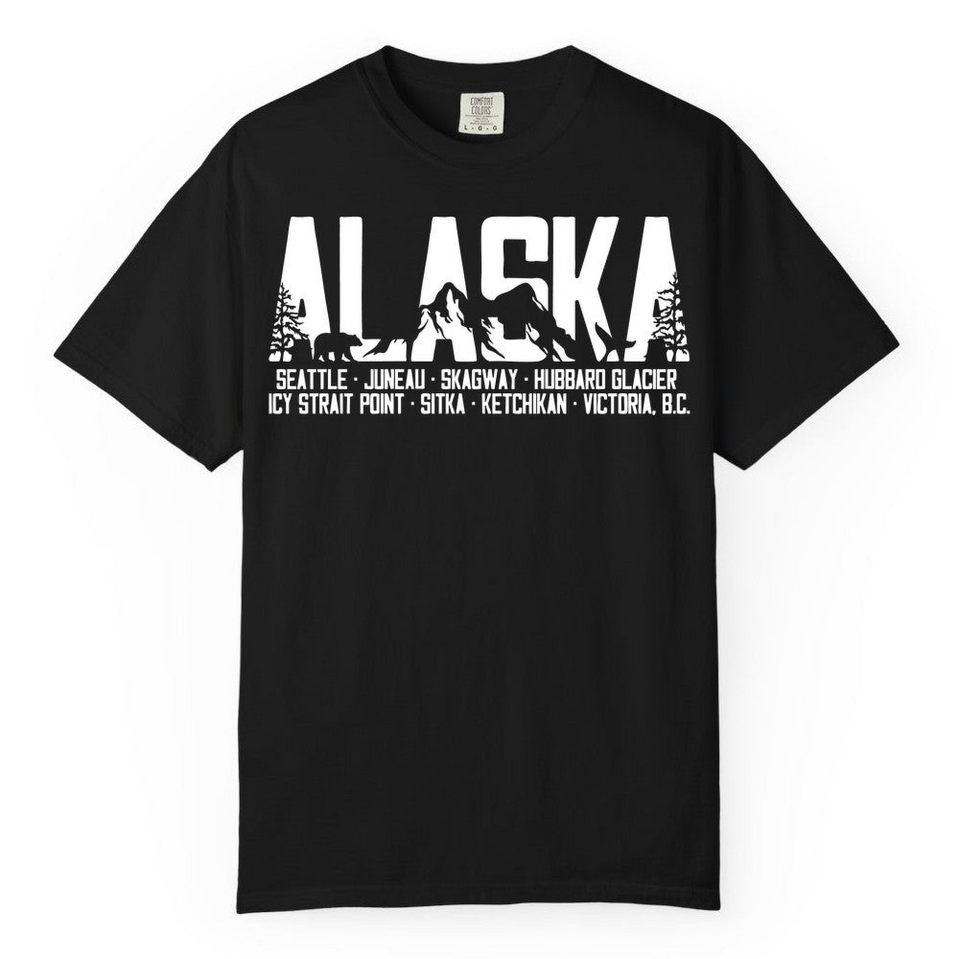 Alaska Cruise Silhouette Wildlife Destinations Shirt Seattle Juneau — Comfort Comfort Colors T-Shirt – Alaska Cruise Shirts