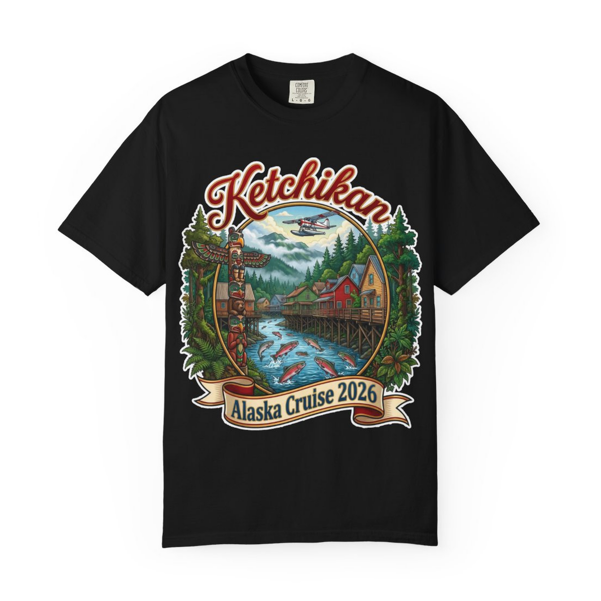 Ketchikan Alaska Cruise 2026 Vintage Souvenir Vacation Shirt — Comfort Comfort Colors T-Shirt – Alaska Cruise Shirts Close Up