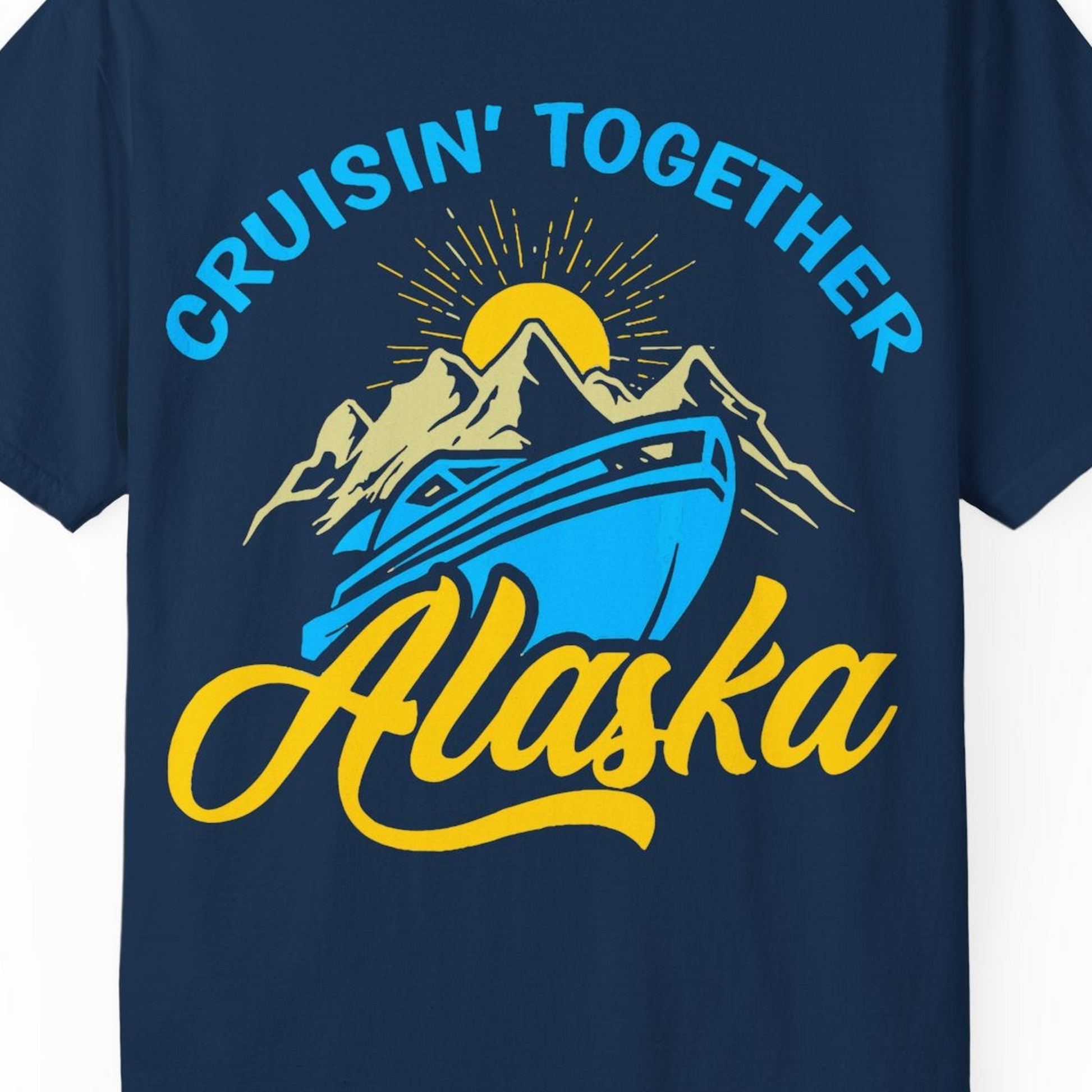 Alaska Cruise Adventure Mountains Sunrise Retro Shirt for Travelers — Comfort Comfort Colors T-Shirt – Alaska Cruise Shirts Close Up