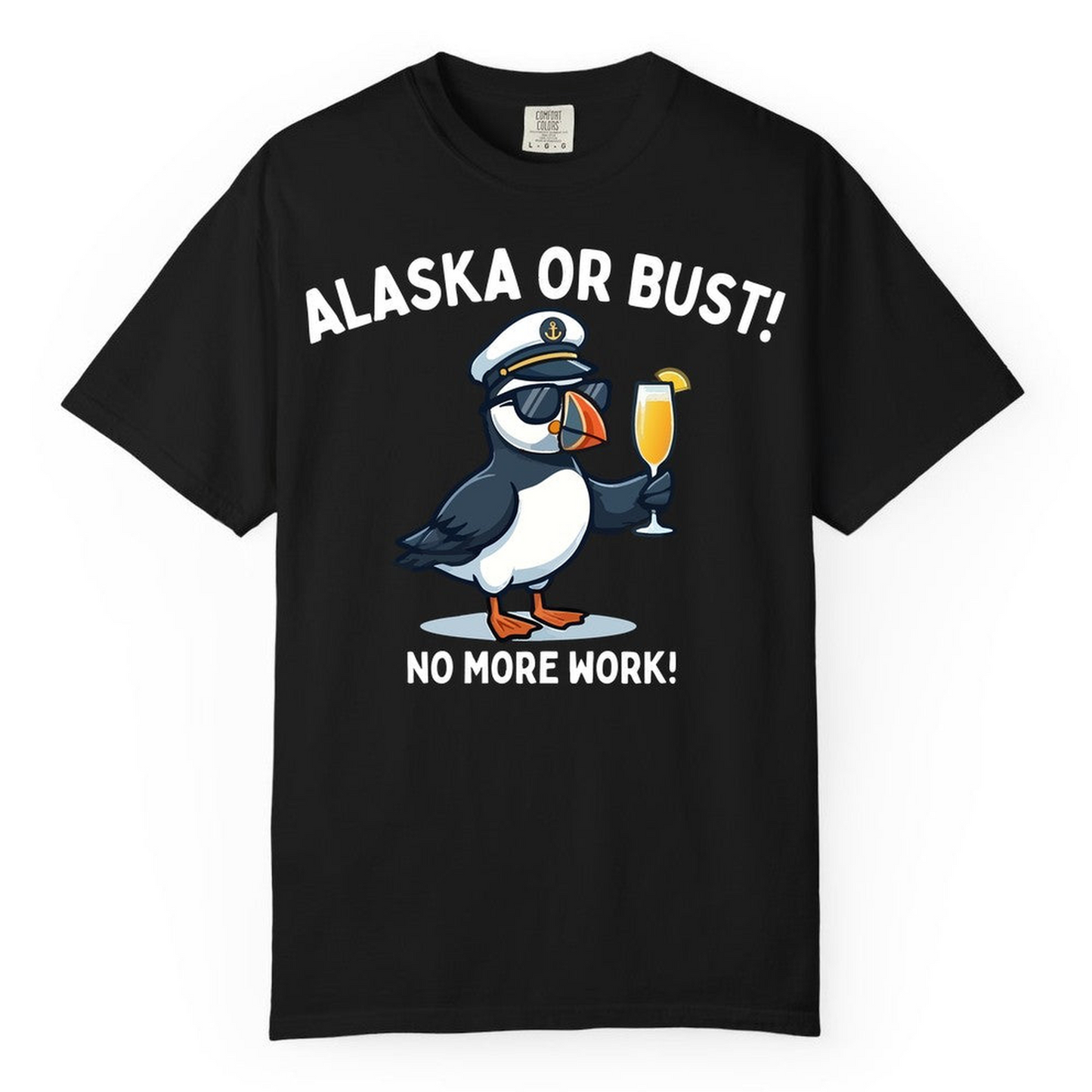 Funny Puffin Captain Alaska Cruise Shirt Comfort Colors T-Shirt – Alaska Cruise Shirts Close Up