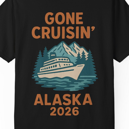 Gone Cruisin Alaska 2026 Retro Cruise Ship Nature Scenery Shirt — Comfort Comfort Colors T-Shirt – Alaska Cruise Shirts Close Up