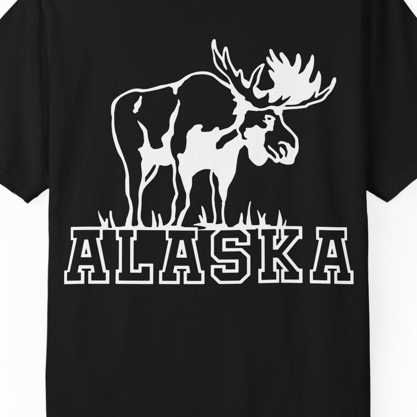 Alaska Moose Silhouette Shirt Comfort Colors T-Shirt – Alaska Cruise Shirts Close Up