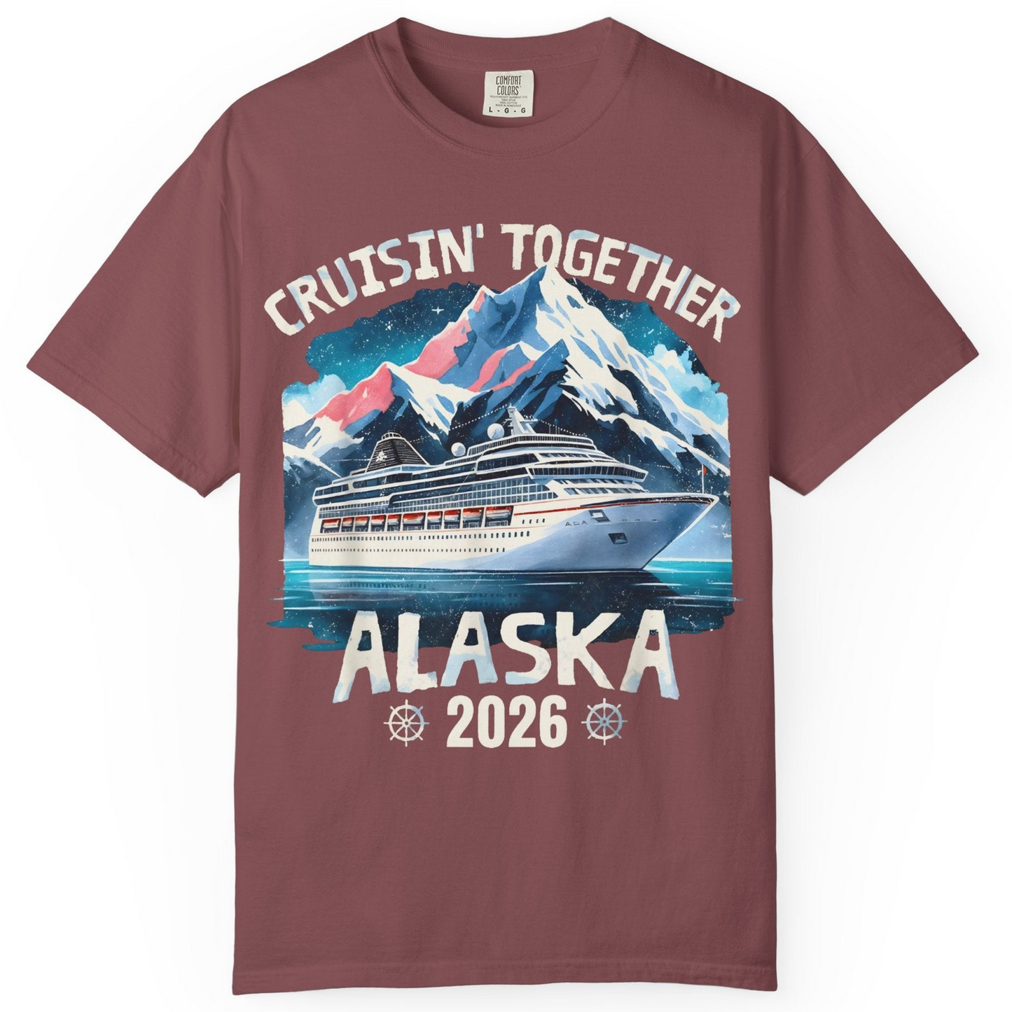 Alaska Cruise 2026 Shirt Comfort Colors T-Shirt – Brick – Alaska Cruise Shirts