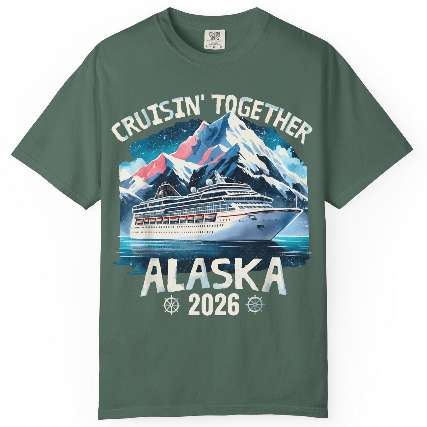 Alaska Cruise 2026 Shirt Comfort Colors T-Shirt – Blue Spruce – Alaska Cruise Shirts
