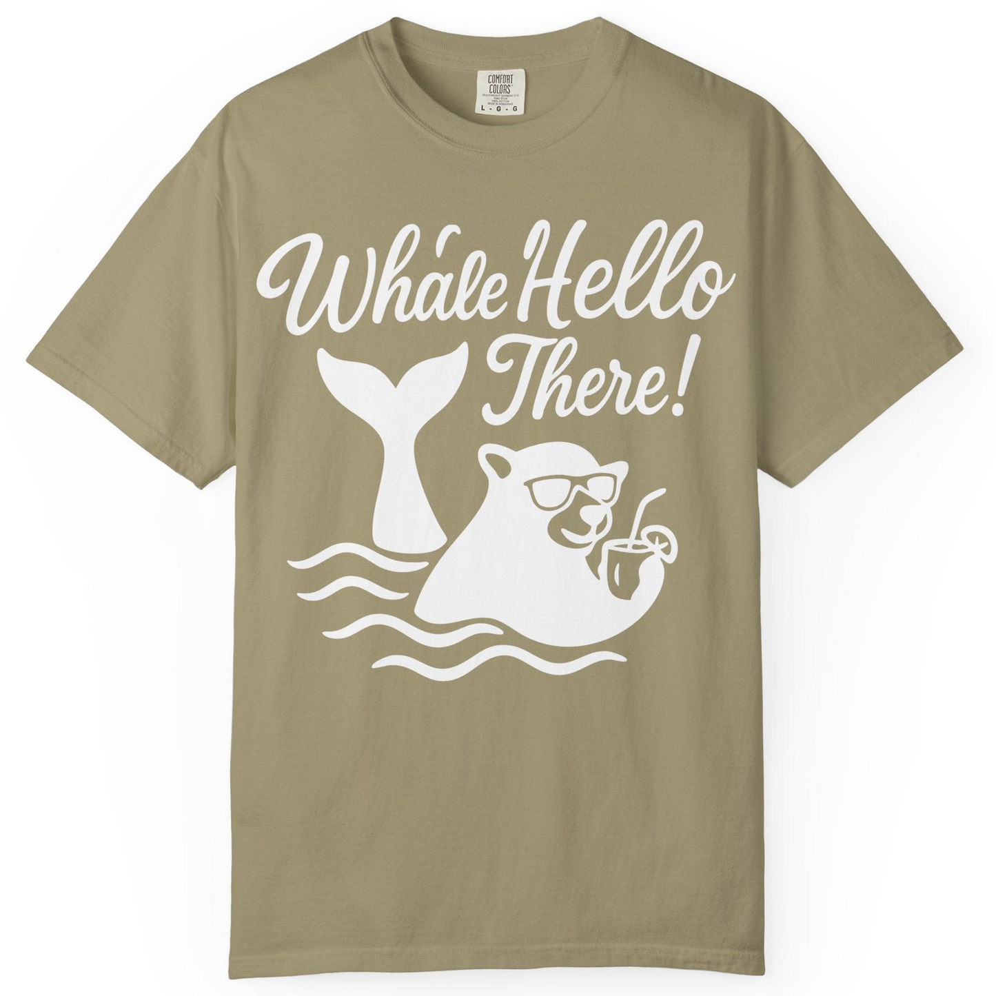 Whale Hello There Shirt Comfort Colors T-Shirt – Khaki – Alaska Cruise Shirts