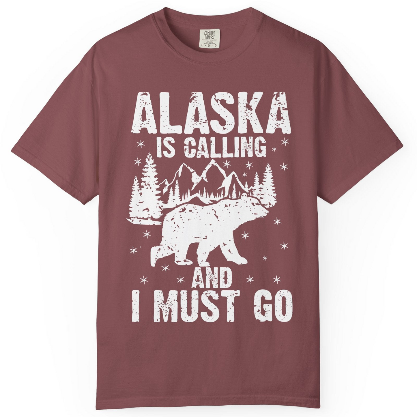 Alaska Is Calling Bear Mountain Wilderness Adventure Vintage Shirt — Comfort Comfort Colors T-Shirt – Brick – Alaska Cruise Shirts