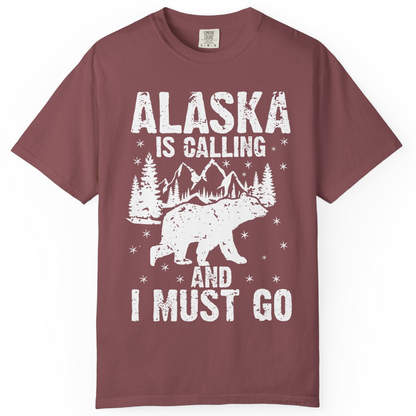 Alaska Is Calling Bear Mountain Wilderness Adventure Vintage Shirt — Comfort Comfort Colors T-Shirt – Brick – Alaska Cruise Shirts
