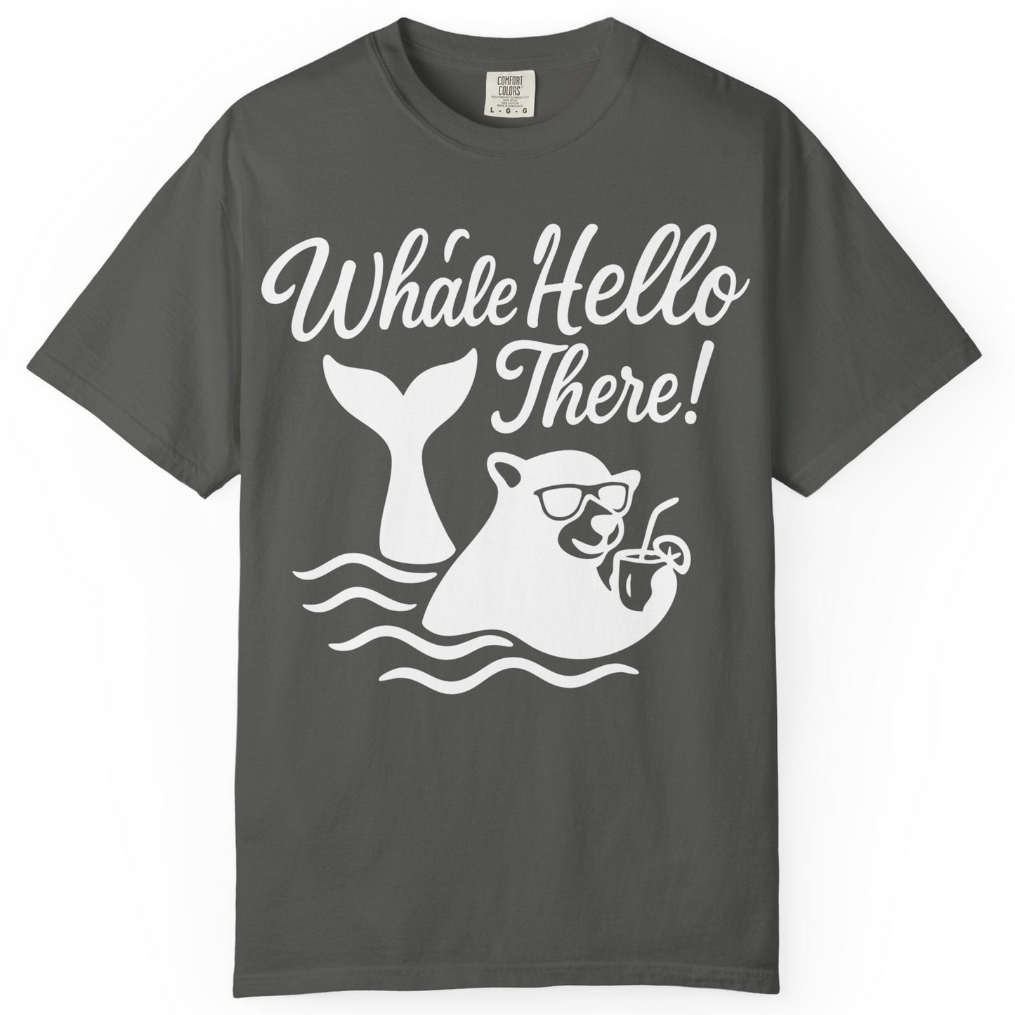 Whale Hello There Shirt Comfort Colors T-Shirt – Pepper – Alaska Cruise Shirts