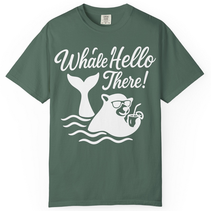 Whale Hello There Shirt Comfort Colors T-Shirt – Blue Spruce – Alaska Cruise Shirts