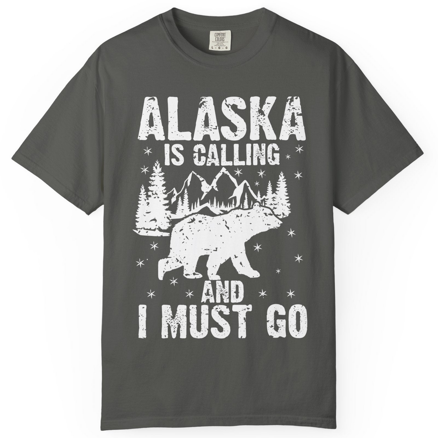 Alaska Is Calling Bear Mountain Wilderness Adventure Vintage Shirt — Comfort Comfort Colors T-Shirt – Pepper – Alaska Cruise Shirts
