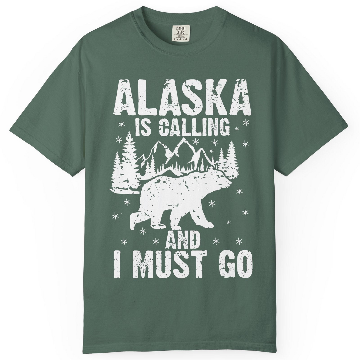 Alaska Is Calling Bear Mountain Wilderness Adventure Vintage Shirt — Comfort Comfort Colors T-Shirt – Blue Spruce – Alaska Cruise Shirts
