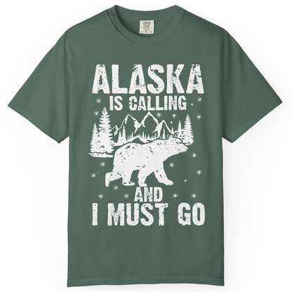 Alaska Is Calling Bear Mountain Wilderness Adventure Vintage Shirt — Comfort Comfort Colors T-Shirt – Blue Spruce – Alaska Cruise Shirts