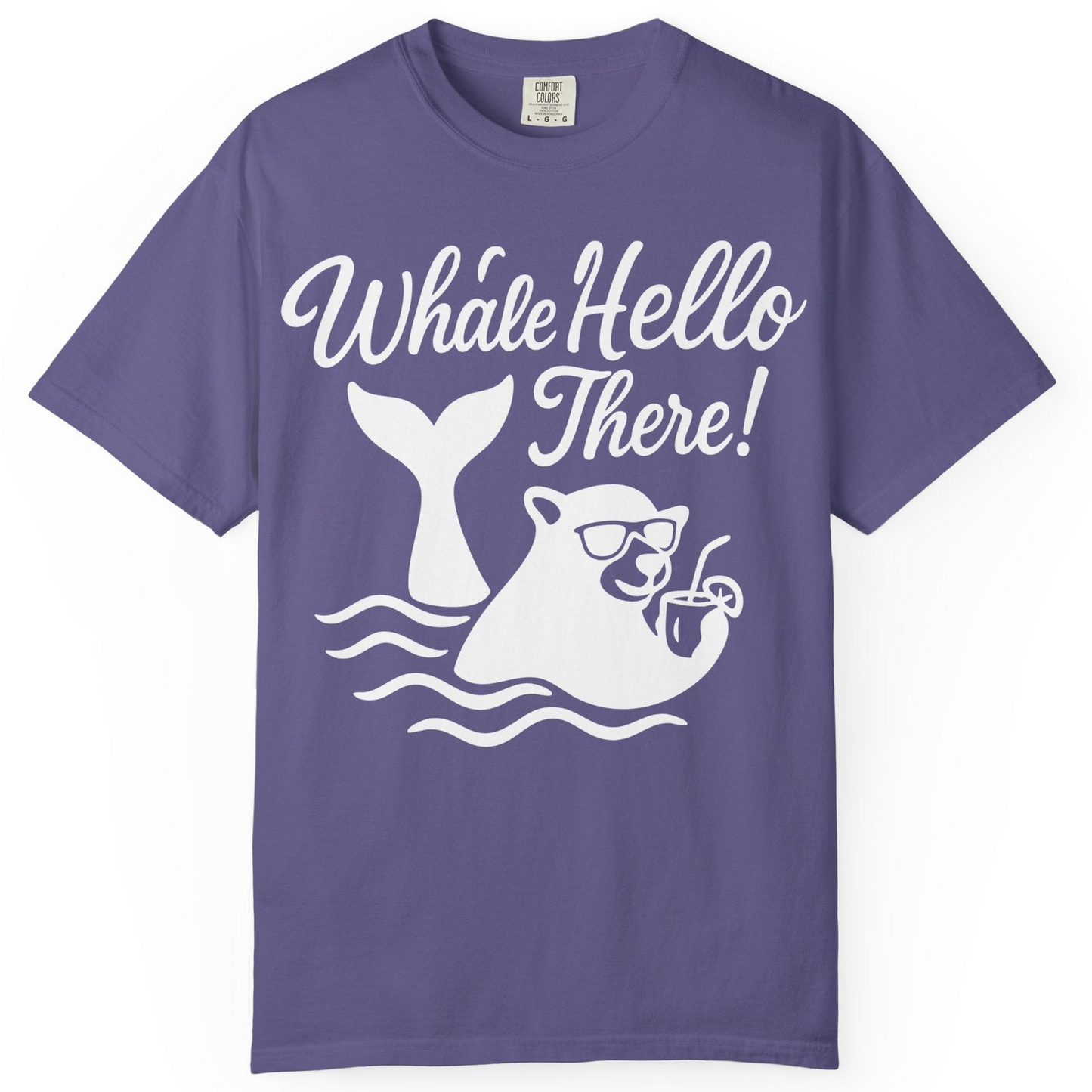 Whale Hello There Shirt Comfort Colors T-Shirt – Grape – Alaska Cruise Shirts