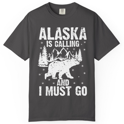 Alaska Is Calling Bear Mountain Wilderness Adventure Vintage Shirt — Comfort Comfort Colors T-Shirt – Graphite – Alaska Cruise Shirts