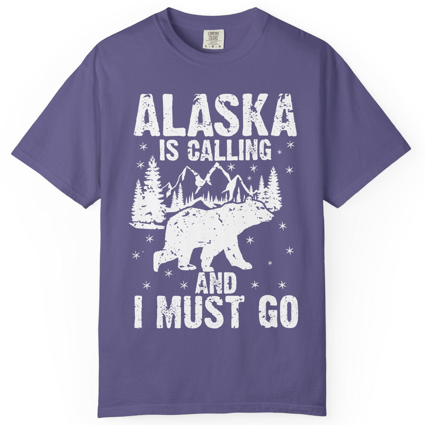 Alaska Is Calling Bear Mountain Wilderness Adventure Vintage Shirt — Comfort Comfort Colors T-Shirt – Grape – Alaska Cruise Shirts