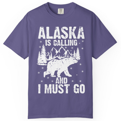 Alaska Is Calling Bear Mountain Wilderness Adventure Vintage Shirt — Comfort Comfort Colors T-Shirt – Grape – Alaska Cruise Shirts