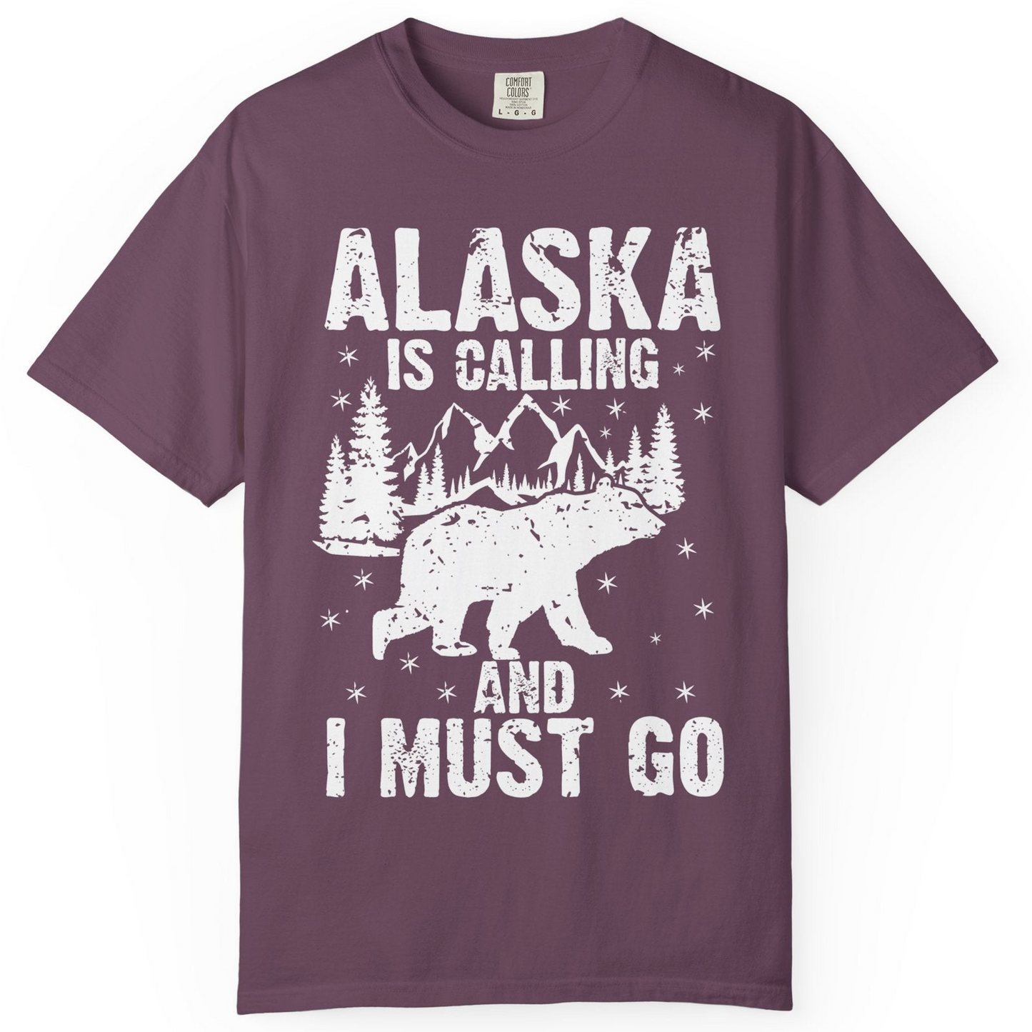 Alaska Is Calling Bear Mountain Wilderness Adventure Vintage Shirt — Comfort Comfort Colors T-Shirt – Berry – Alaska Cruise Shirts