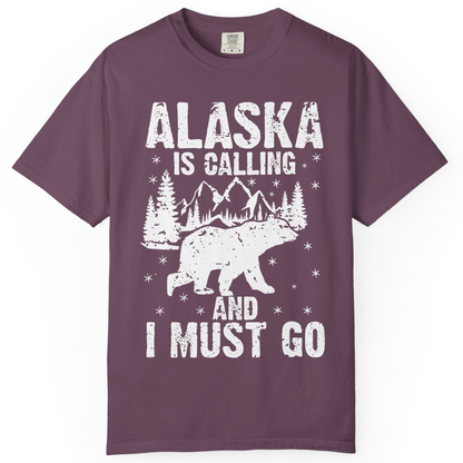Alaska Is Calling Bear Mountain Wilderness Adventure Vintage Shirt — Comfort Comfort Colors T-Shirt – Berry – Alaska Cruise Shirts
