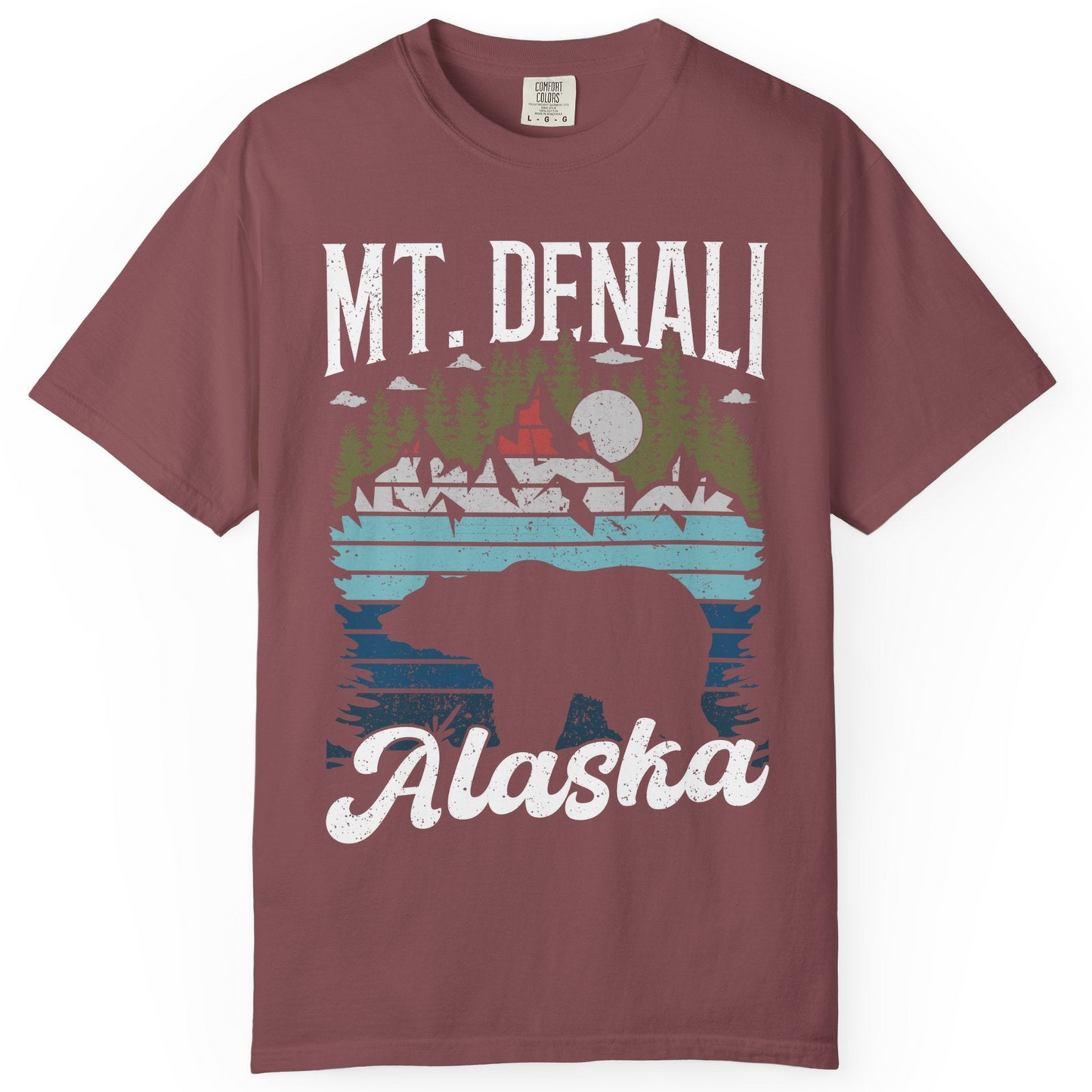 Mt Denali Alaska Bear Wilderness Shirt Comfort Colors T-Shirt – Brick – Alaska Cruise Shirts