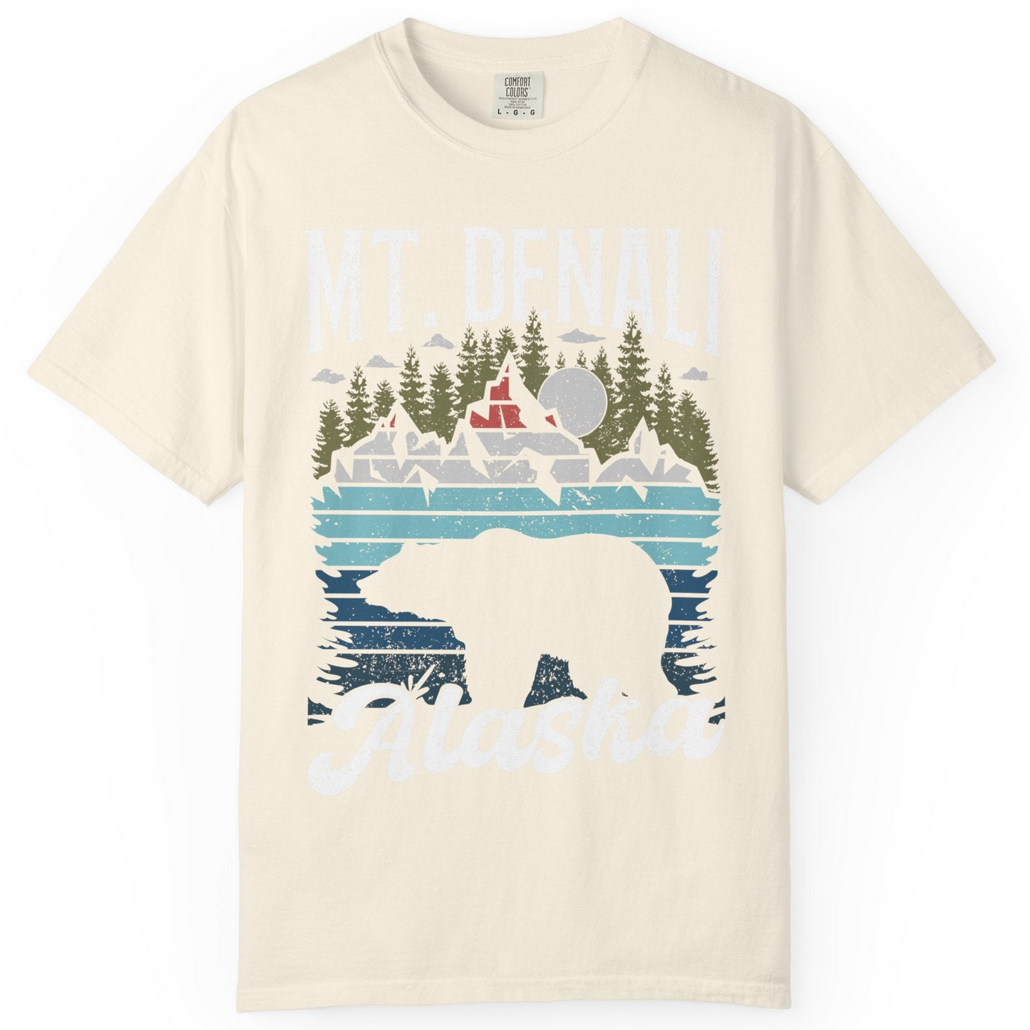 Mt Denali Alaska Bear Wilderness Shirt Comfort Colors T-Shirt – Ivory – Alaska Cruise Shirts