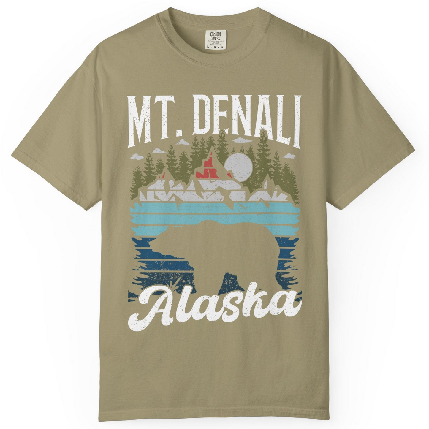 Mt Denali Alaska Bear Wilderness Shirt Comfort Colors T-Shirt – Khaki – Alaska Cruise Shirts