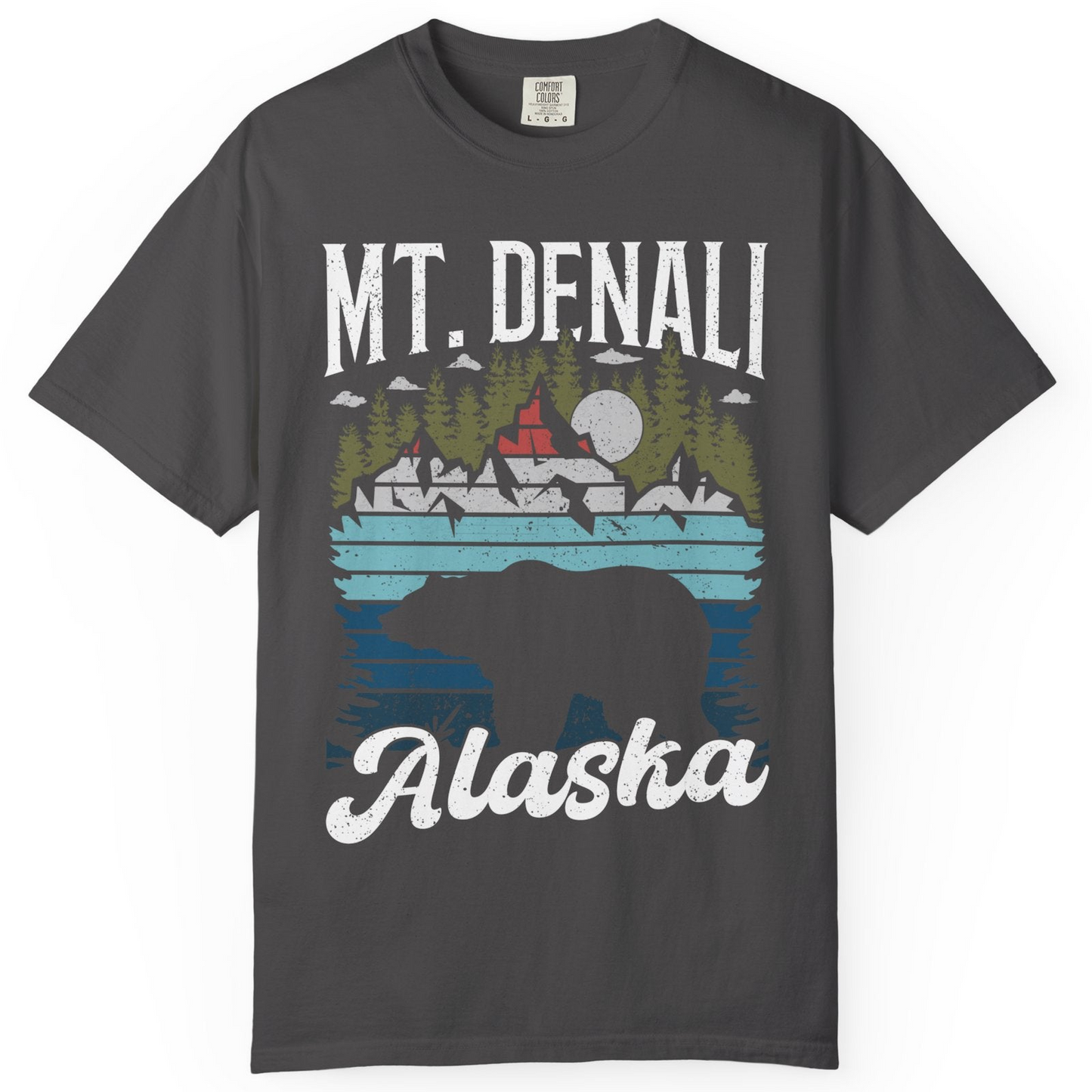 Mt Denali Alaska Bear Wilderness Shirt Comfort Colors T-Shirt – Graphite – Alaska Cruise Shirts
