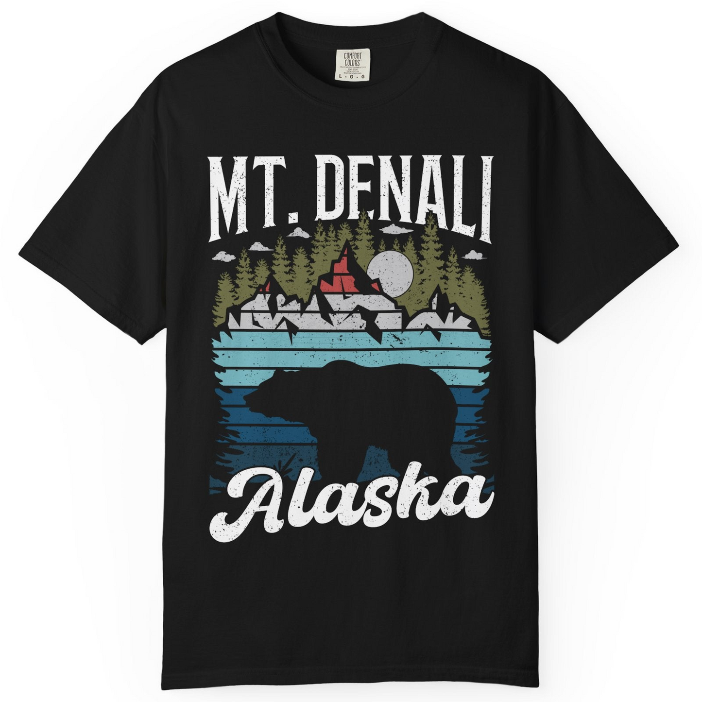 Mt Denali Alaska Bear Wilderness Shirt Comfort Colors T-Shirt – Black – Alaska Cruise Shirts