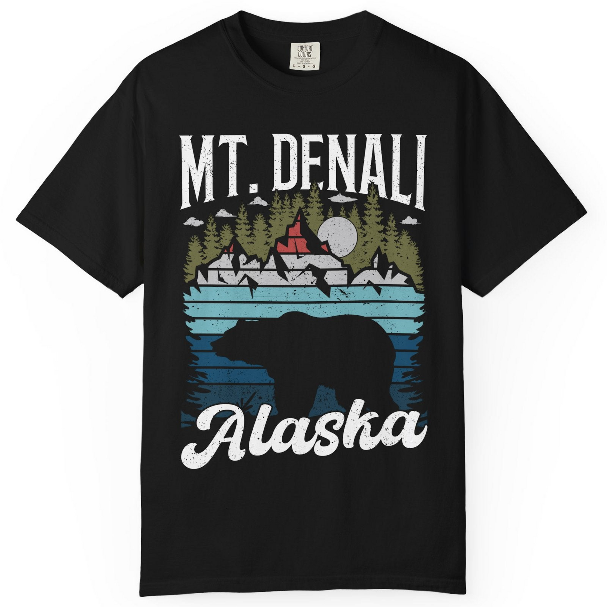 Mt Denali Alaska Bear Wilderness Shirt Comfort Colors T-Shirt – Black – Alaska Cruise Shirts
