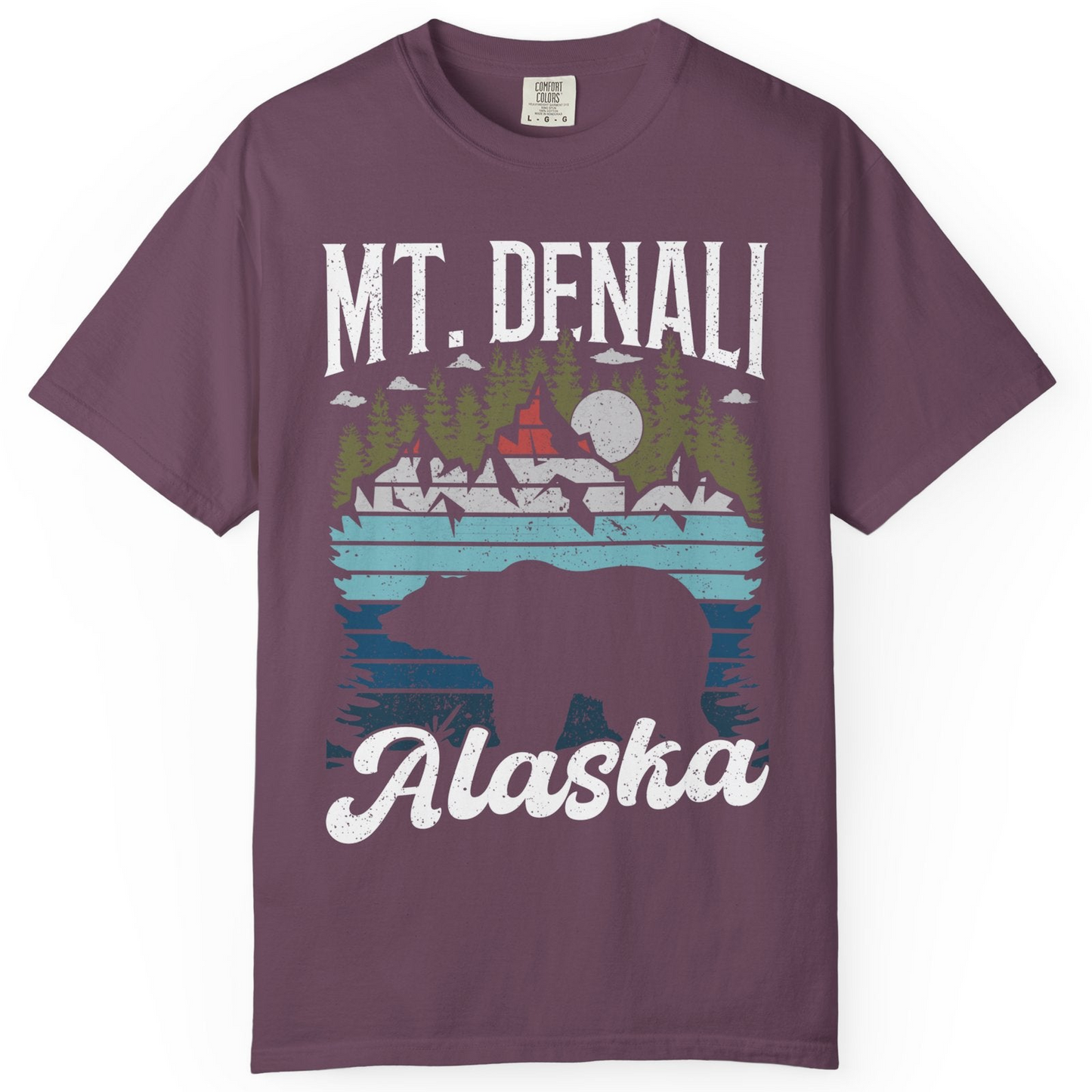 Mt Denali Alaska Bear Wilderness Shirt Comfort Colors T-Shirt – Berry – Alaska Cruise Shirts