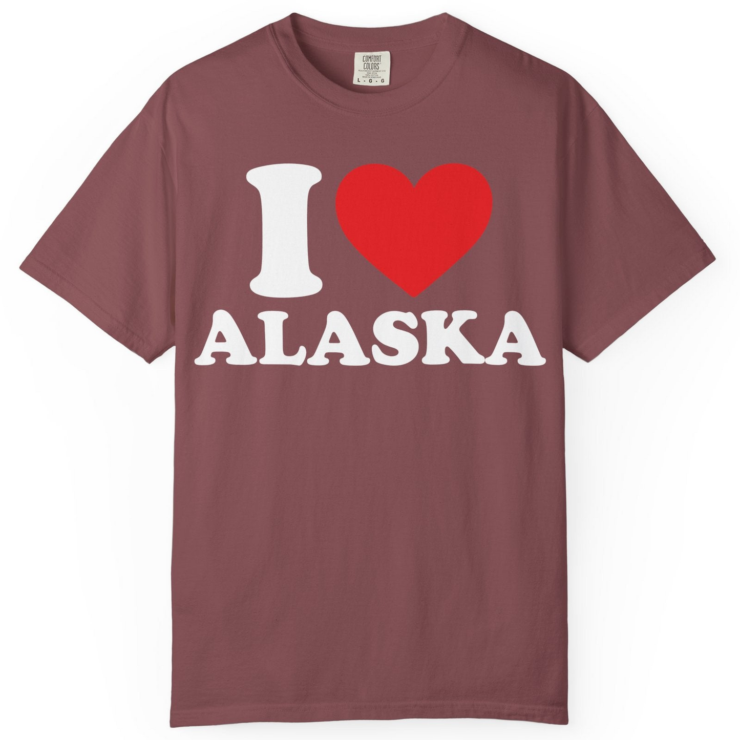 I Love Alaska Shirt Comfort Colors T-Shirt – Brick – Alaska Cruise Shirts