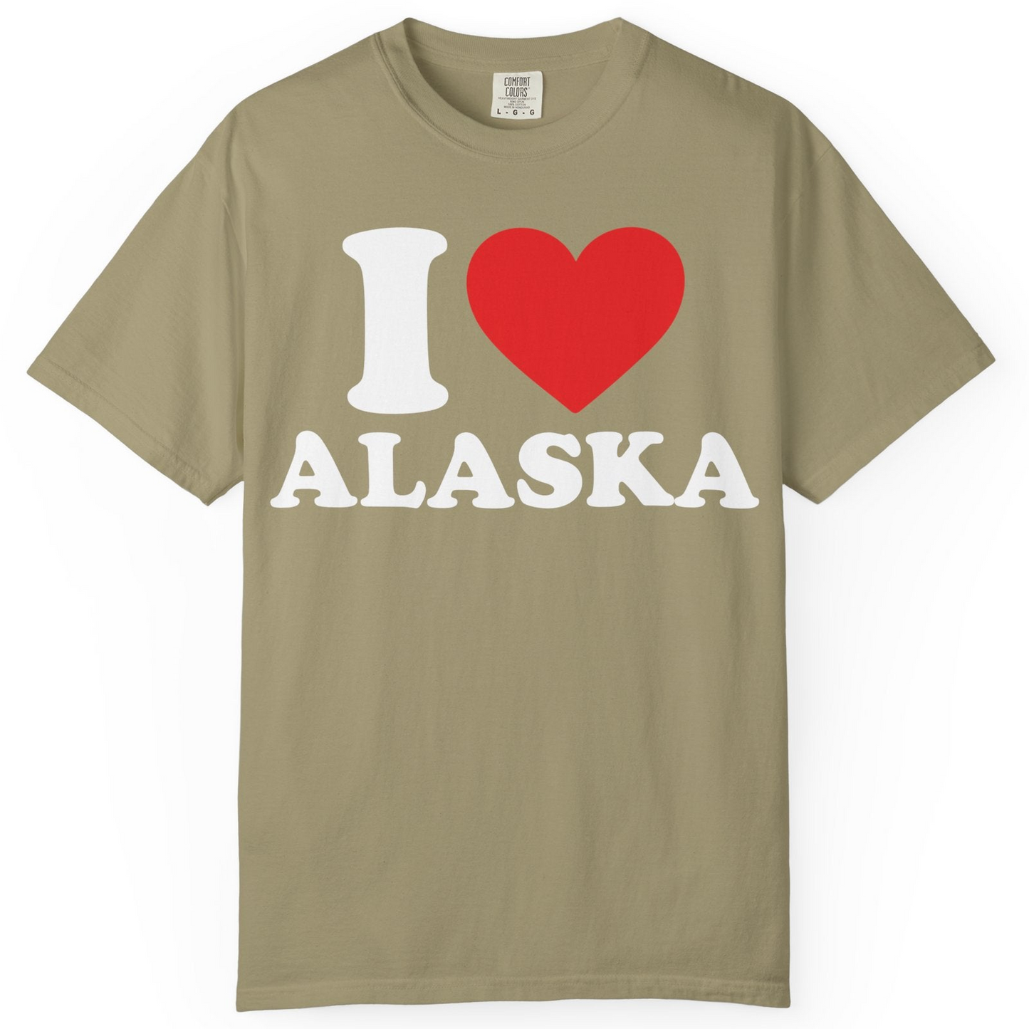I Love Alaska Shirt Comfort Colors T-Shirt – Khaki – Alaska Cruise Shirts
