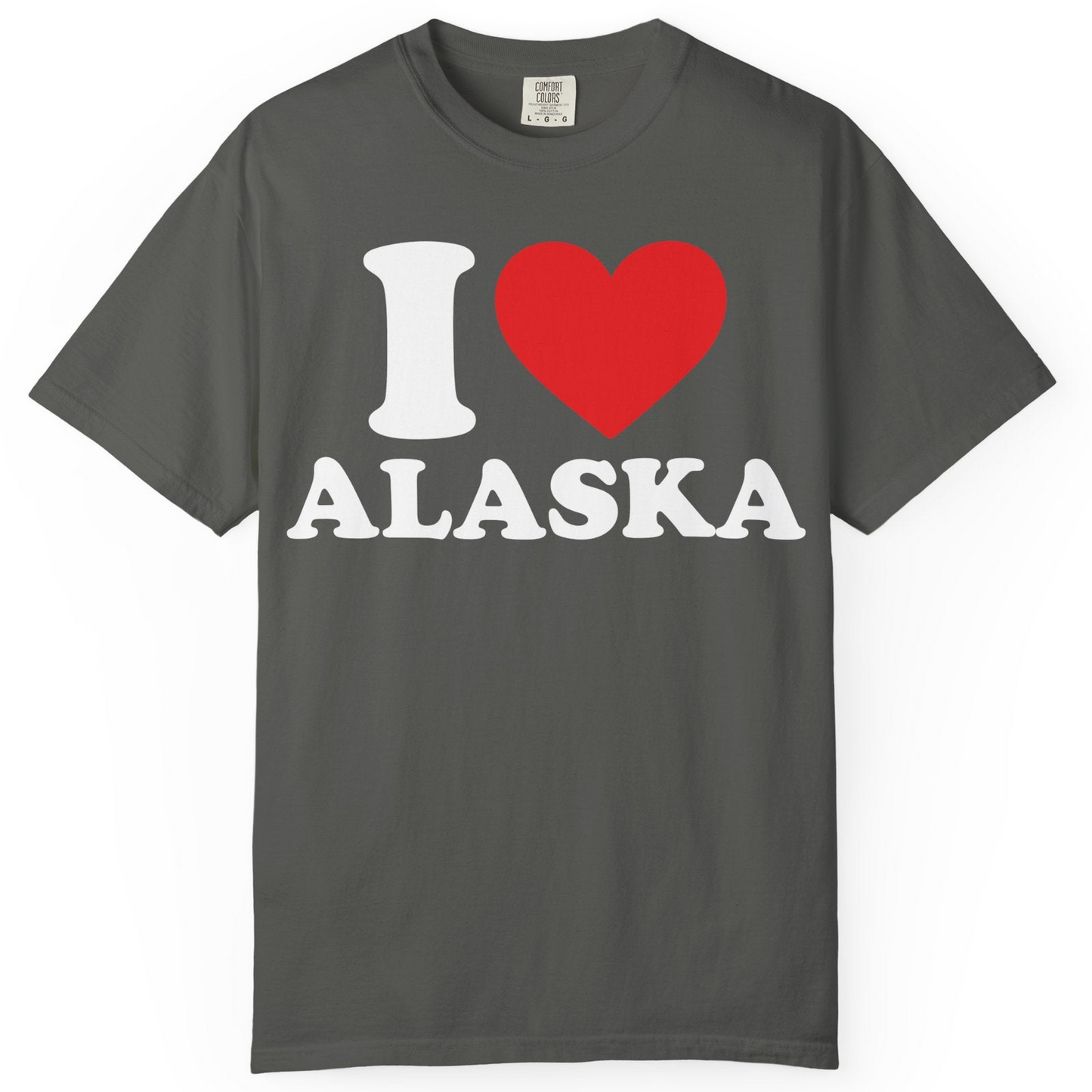 I Love Alaska Shirt Comfort Colors T-Shirt – Pepper – Alaska Cruise Shirts