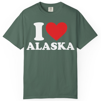 I Love Alaska Shirt Comfort Colors T-Shirt – Blue Spruce – Alaska Cruise Shirts