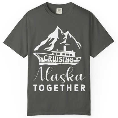 Cruising Alaska Together Mountains and Ship Family Cruise Shirt — Comfort Comfort Colors T-Shirt – Pepper – Alaska Cruise Shirts
