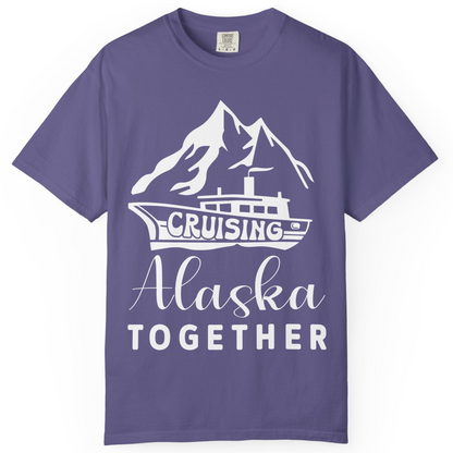 Cruising Alaska Together Mountains and Ship Family Cruise Shirt — Comfort Comfort Colors T-Shirt – Grape – Alaska Cruise Shirts