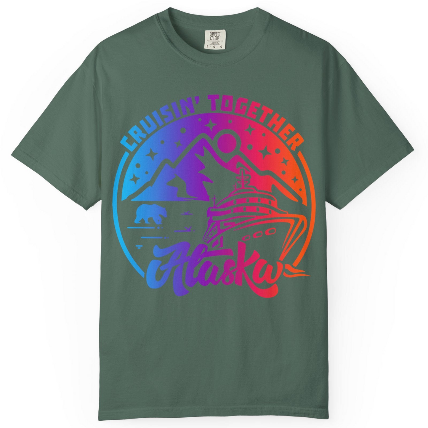 Alaska Cruise Shirt Comfort Colors T-Shirt – Blue Spruce – Alaska Cruise Shirts