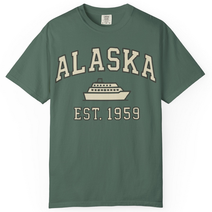 Alaska Cruise Shirt Comfort Colors T-Shirt – Blue Spruce – Alaska Cruise Shirts