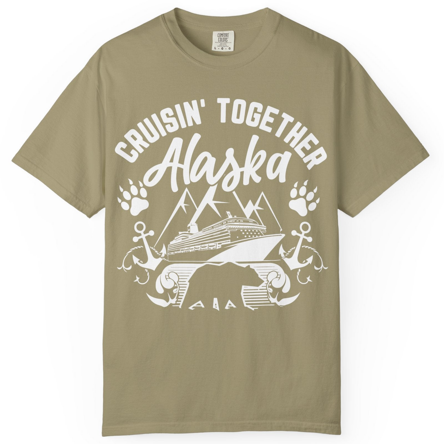 Alaska Cruise Adventure Shirt Comfort Colors T-Shirt – Khaki – Alaska Cruise Shirts