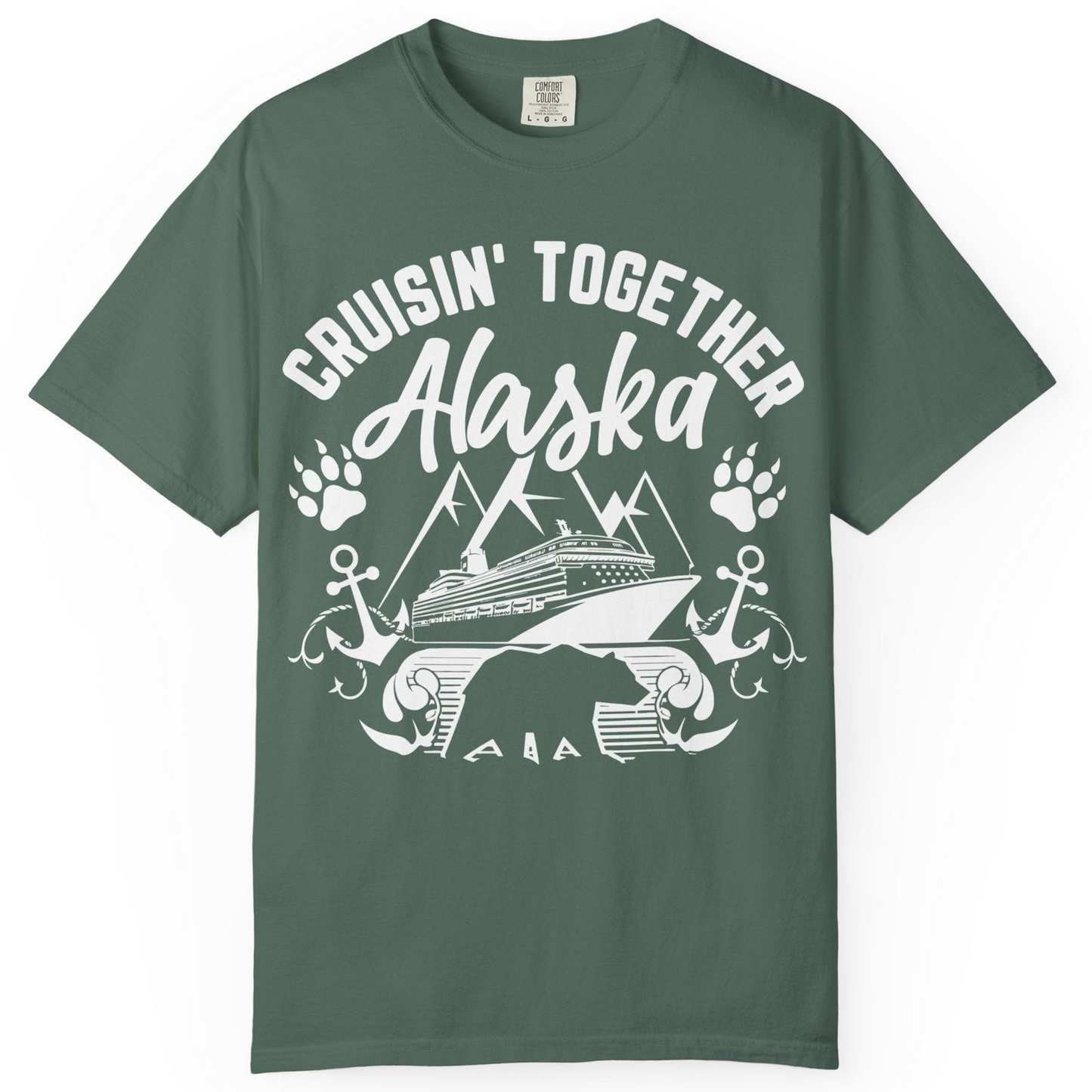 Alaska Cruise Adventure Shirt Comfort Colors T-Shirt – Blue Spruce – Alaska Cruise Shirts