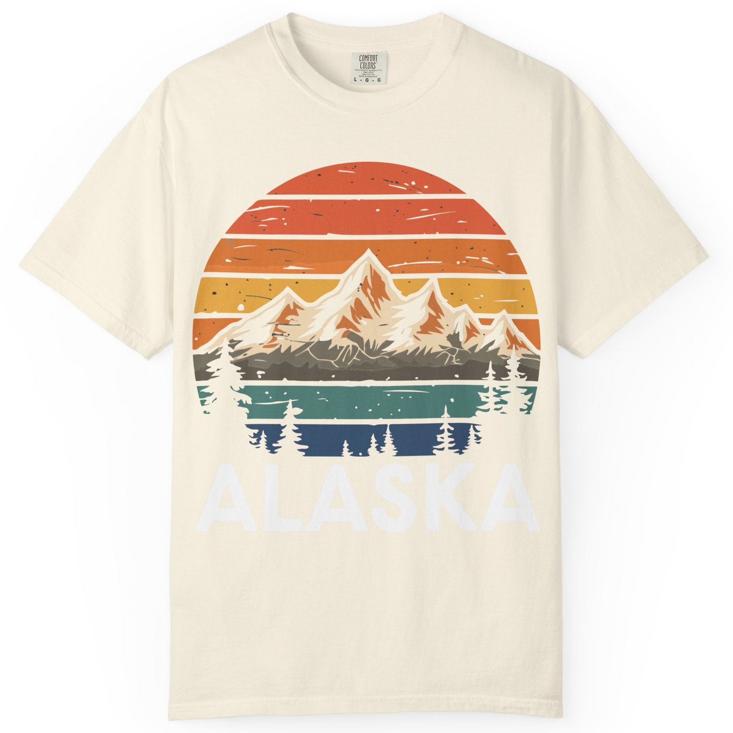Retro Alaska Mountain Scenery Shirt Comfort Colors T-Shirt – Ivory – Alaska Cruise Shirts