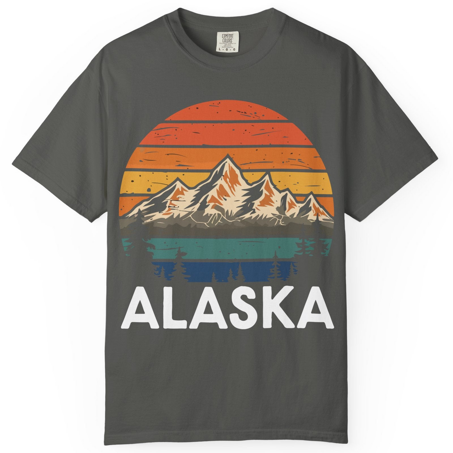 Retro Alaska Mountain Scenery Shirt Comfort Colors T-Shirt – Pepper – Alaska Cruise Shirts
