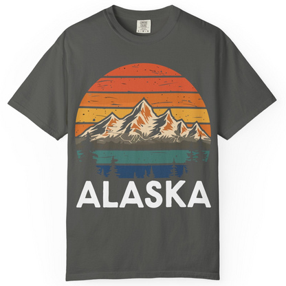 Retro Alaska Mountain Scenery Shirt Comfort Colors T-Shirt – Pepper – Alaska Cruise Shirts