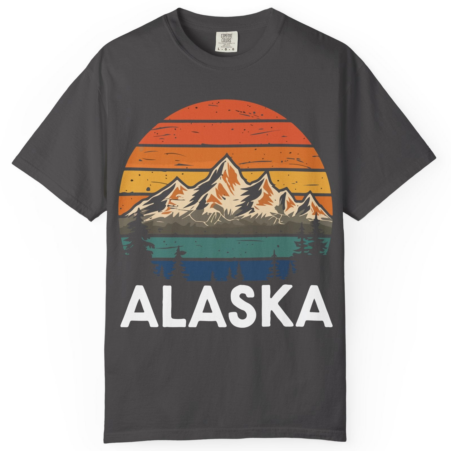 Retro Alaska Mountain Scenery Shirt Comfort Colors T-Shirt – Graphite – Alaska Cruise Shirts