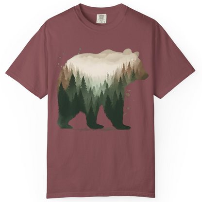 Double Exposure Bear Forest Shirt Comfort Colors T-Shirt – Brick – Alaska Cruise Shirts
